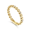 14K Yellow Gold Beaded Station and Diamond Stackable Ring - 0.09 ct