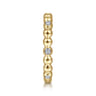 14K Yellow Gold Beaded Station and Diamond Stackable Ring - 0.09 ct