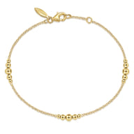 14K Yellow Gold Beaded Stations Bracelet