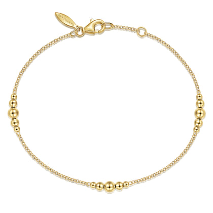 14K Yellow Gold Beaded Stations Bracelet