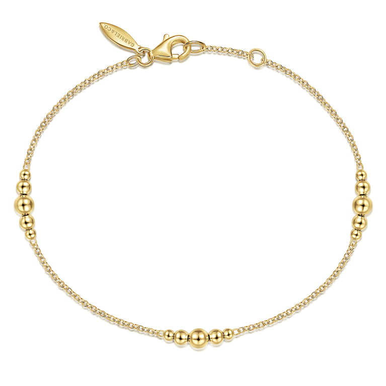 14K Yellow Gold Beaded Stations Bracelet - Shot 1