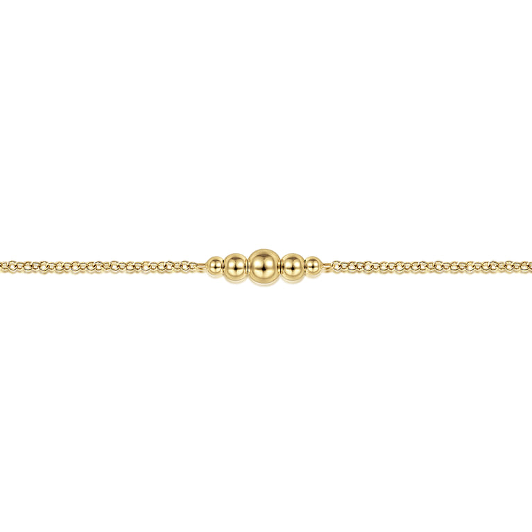 14K Yellow Gold Beaded Stations Bracelet - Shot 2