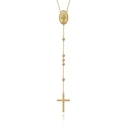 14K Yellow Gold Beads Rosary Necklace
