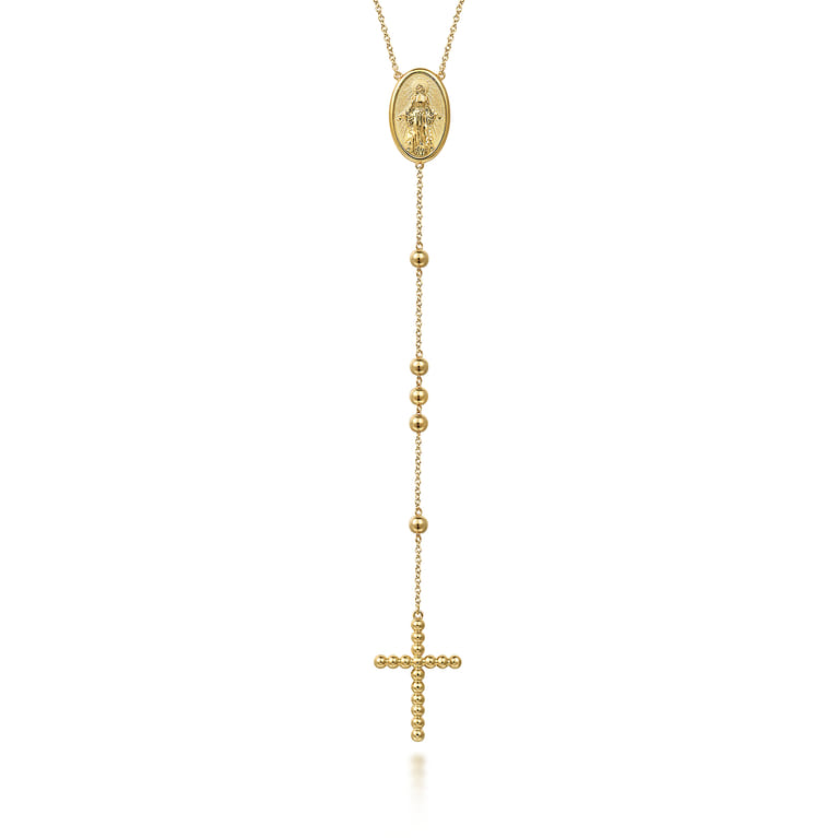 14K Yellow Gold Beads Rosary Necklace - Shot 1