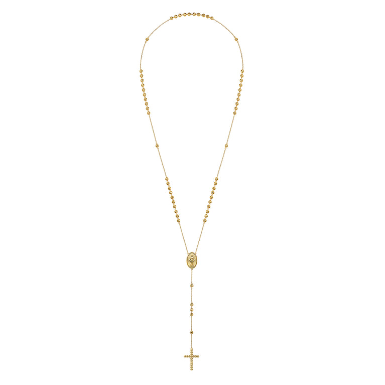 14K Yellow Gold Beads Rosary Necklace - Shot 2