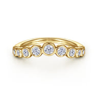 14K Yellow Gold Bezel 11 Stone Diamond Anniversary Band