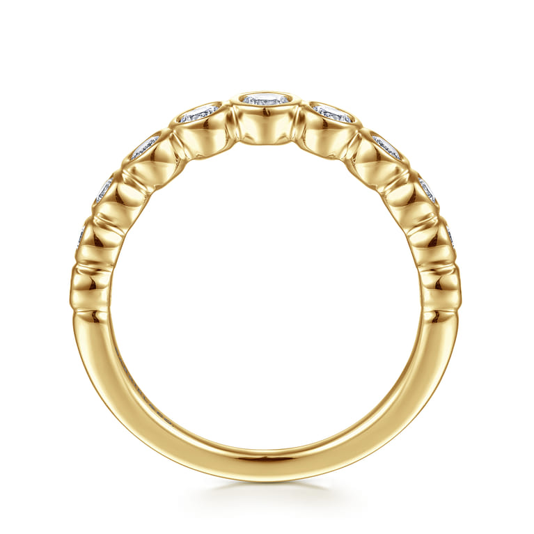 Curved Wedding Ring in 14k Yellow Gold with Round Natural Diamond at Gabriel & Co. - Shot 2