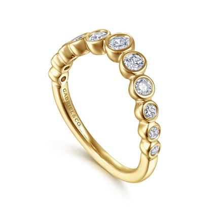 14K Yellow Gold Bezel 11 Stone Diamond Anniversary Band