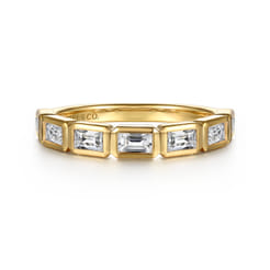 14K Yellow Gold Bezel Baguette Diamond Anniversary Band