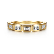 14K Yellow Gold Bezel Baguette Diamond Anniversary Band