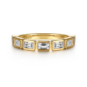 14K Yellow Gold Bezel Baguette Diamond Anniversary Band