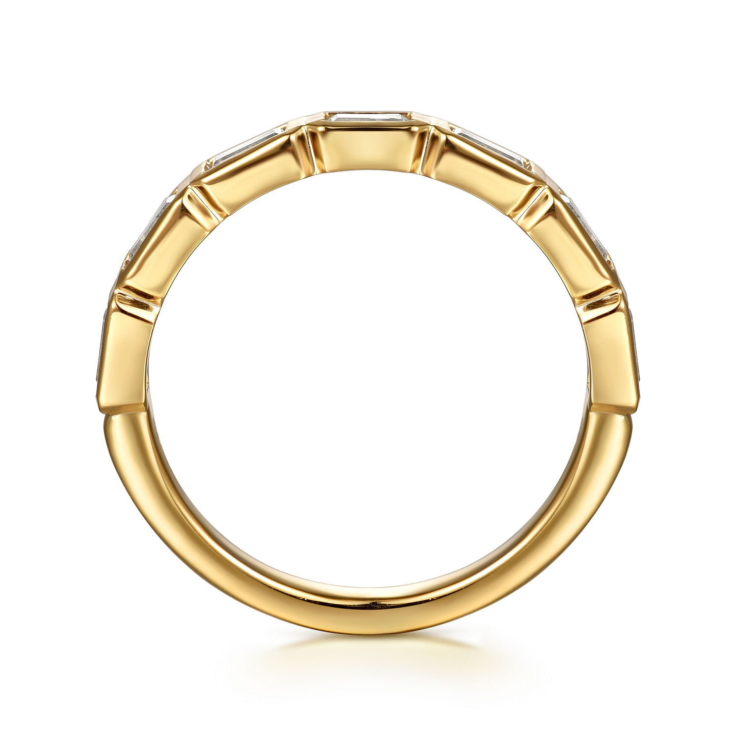 Fancy Wedding Ring in 14k Yellow Gold with Baguette Natural Diamond at Gabriel & Co. - Shot 2