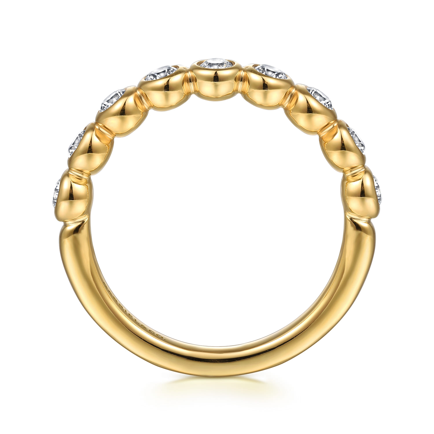 14K Yellow Gold Bezel Diamond Matching Wedding Band - 0.45 ct - Shot 2