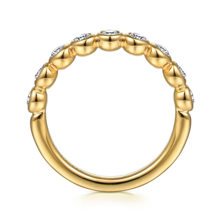 14K Yellow Gold Bezel Diamond Matching Wedding Band - 0.45 ct - Shot 2