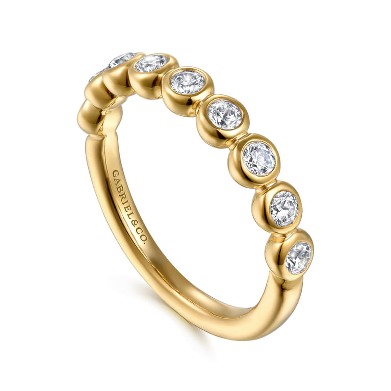14K Yellow Gold Bezel Diamond Matching Wedding Band - 0.45 ct - Shot 3