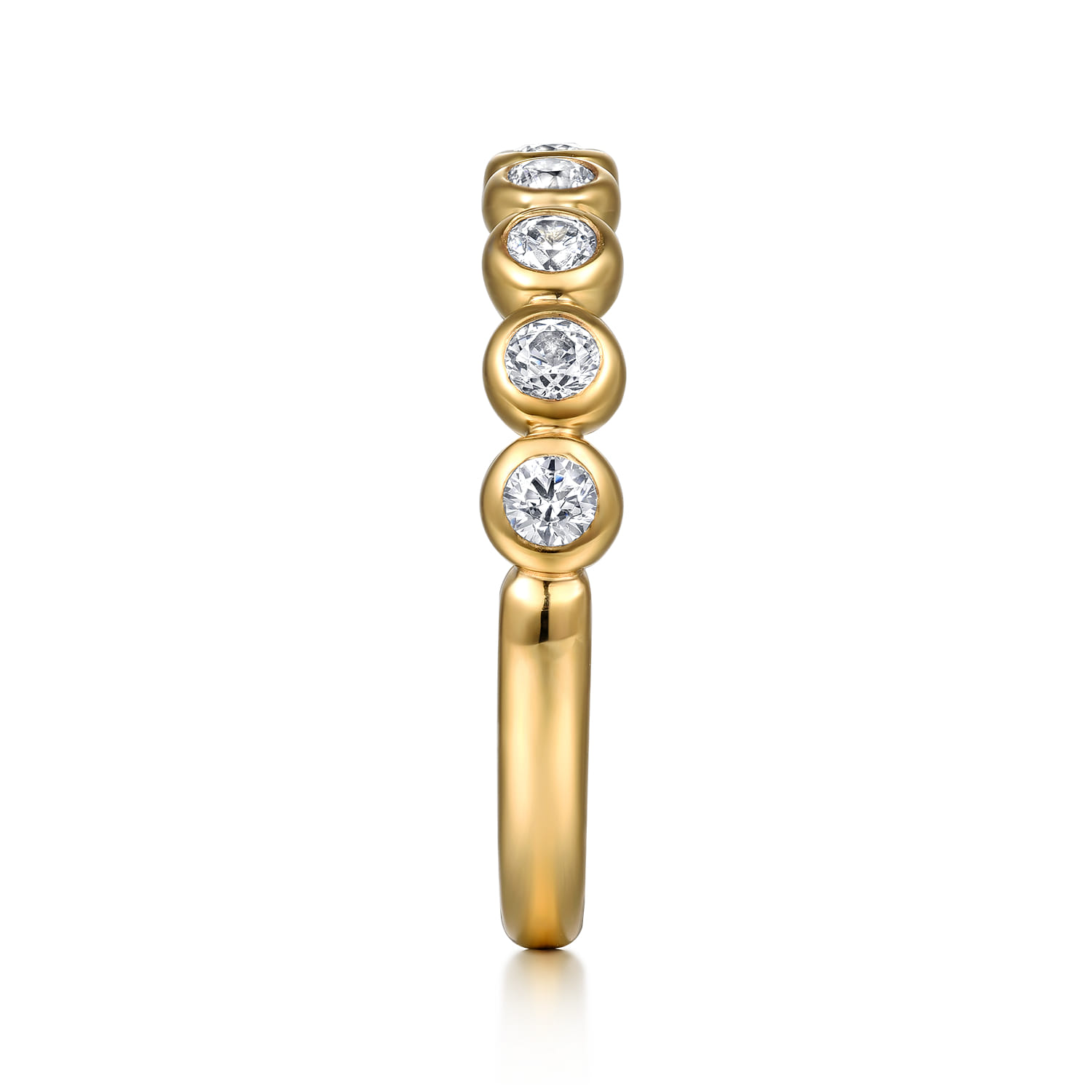 14K Yellow Gold Bezel Diamond Matching Wedding Band - 0.45 ct - Shot 4