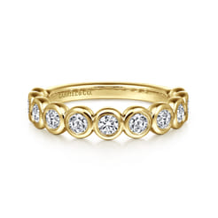 14K Yellow Gold Bezel Diamond Matching Wedding Band