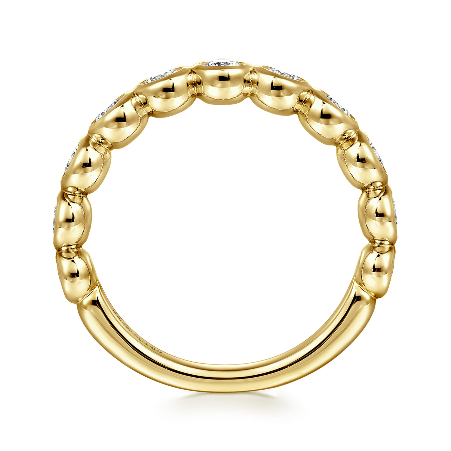 14K Yellow Gold Bezel Diamond Matching Wedding Band - 0.75 ct - Shot 2