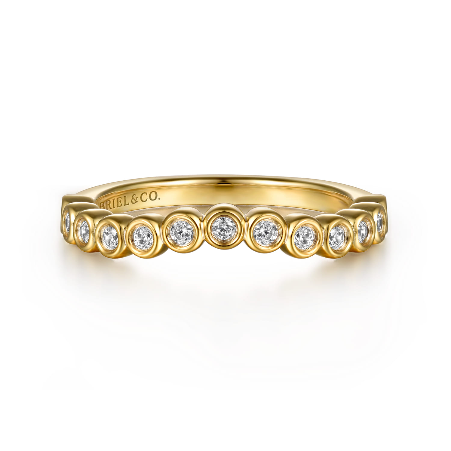 14K Yellow Gold Bezel Diamond Wedding Band - 0.2 ct - Shot 1
