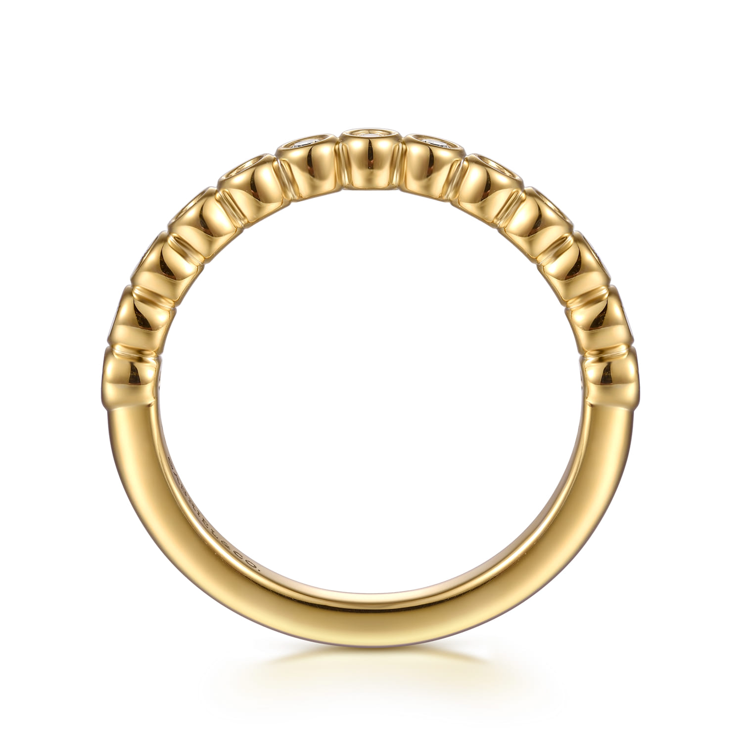 14K Yellow Gold Bezel Diamond Wedding Band - 0.2 ct - Shot 2