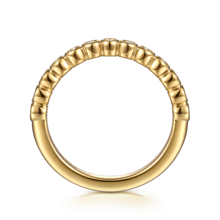 14K Yellow Gold Bezel Diamond Wedding Band - 0.2 ct - Shot 2