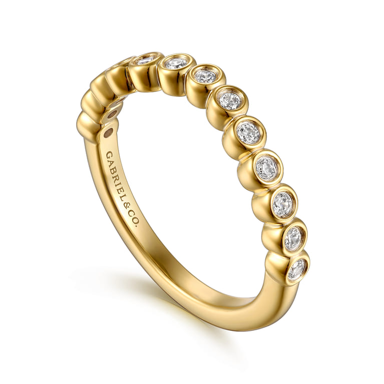 14K Yellow Gold Bezel Diamond Wedding Band - 0.2 ct - Shot 3