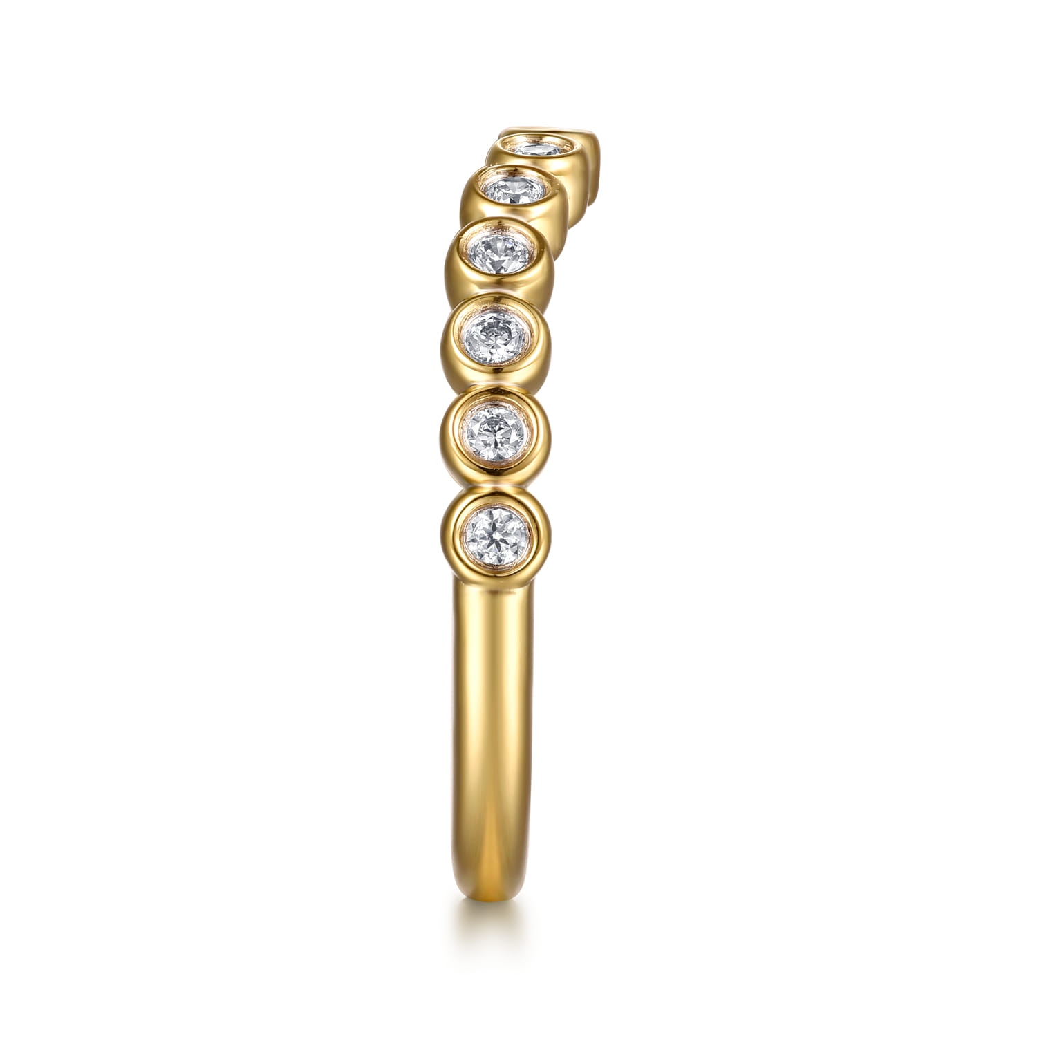 14K Yellow Gold Bezel Diamond Wedding Band - 0.2 ct - Shot 5