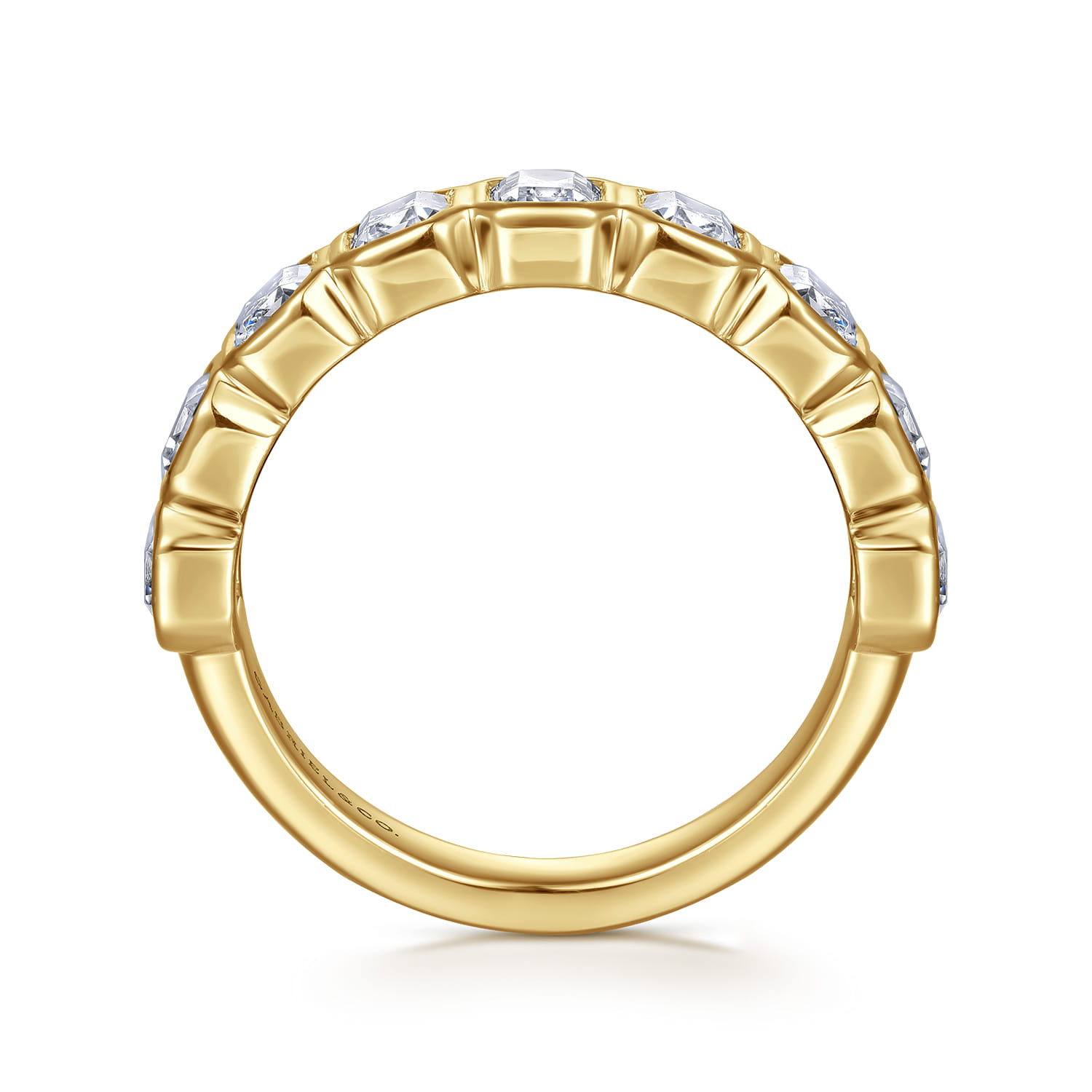 Straight Wedding Ring in 14k Yellow Gold with Emerald Cut Natural Diamond at Gabriel & Co. - Shot 2