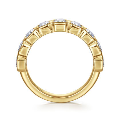 14K Yellow Gold Bezel Emerald Cut Diamond Anniversary Band