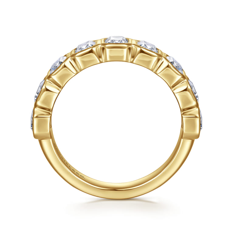 Straight Wedding Ring in 14k Yellow Gold with Emerald Cut Natural Diamond at Gabriel & Co. - Shot 2