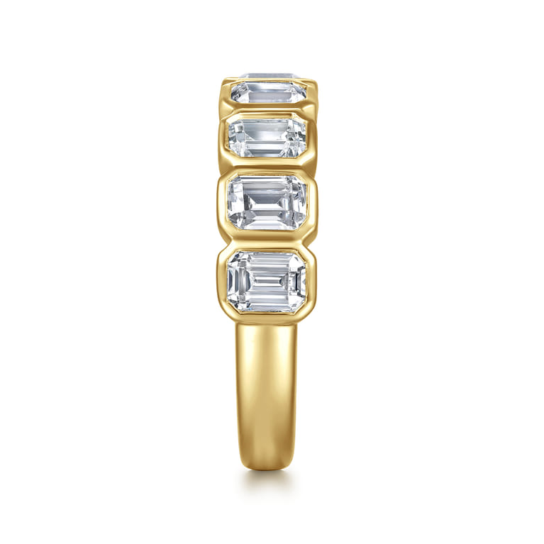 Straight Wedding Ring in 14k Yellow Gold with Emerald Cut Natural Diamond at Gabriel & Co. - Shot 4
