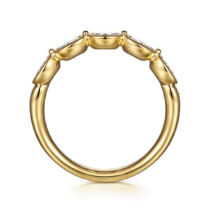 14K Yellow Gold Bezel Oval 5 Stone Diamond Anniversary Band