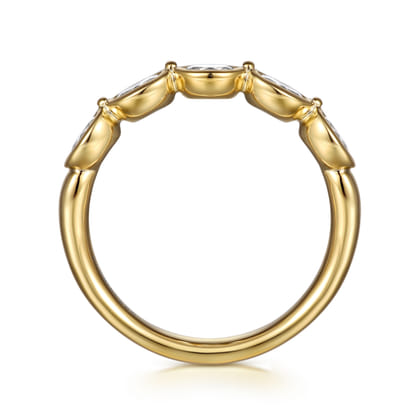 14K Yellow Gold Bezel Oval 5 Stone Diamond Anniversary Band