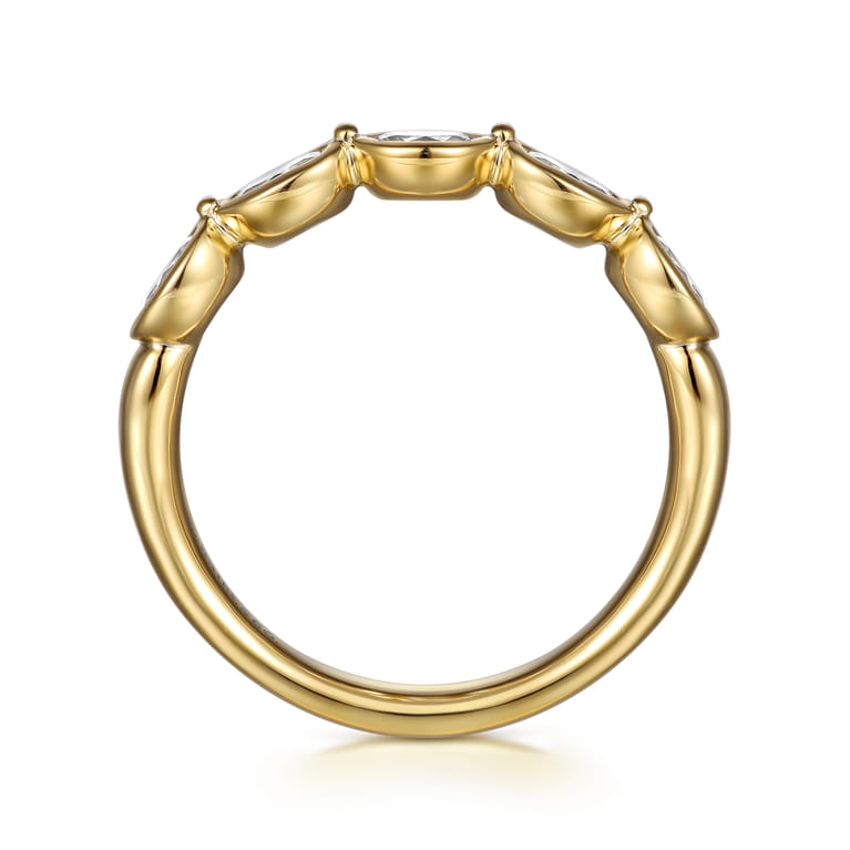 Fancy Wedding Ring in 14k Yellow Gold with Oval Natural Diamond at Gabriel & Co. - Shot 2