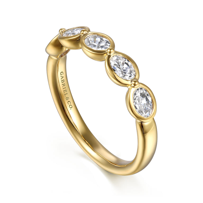 Fancy Wedding Ring in 14k Yellow Gold with Oval Natural Diamond at Gabriel & Co. - Shot 3