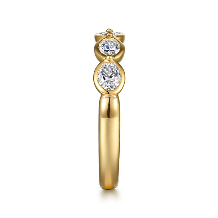 Fancy Wedding Ring in 14k Yellow Gold with Oval Natural Diamond at Gabriel & Co. - Shot 4