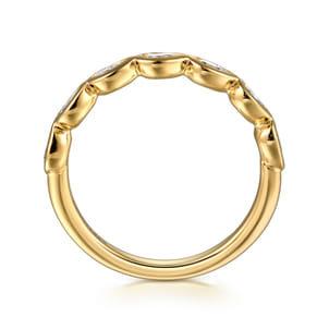 14K Yellow Gold Bezel Pear Shape 7 Stone Diamond Anniversary Band
