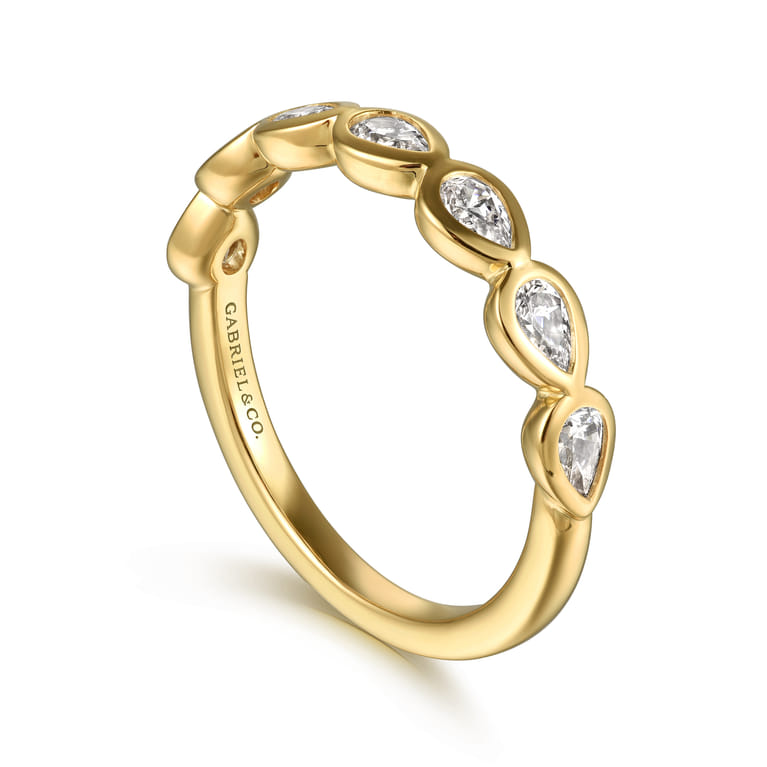 Fancy Wedding Ring in 14k Yellow Gold with Pear Natural Diamond at Gabriel & Co. - Shot 3
