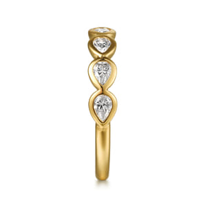 14K Yellow Gold Bezel Pear Shape 7 Stone Diamond Anniversary Band