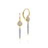 14K Yellow Gold Bezel Set Diamond Cluster with Diamond Spike Drop Earrings - 0.23 ct