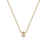 14K Yellow Gold Bezel Set Diamond Pendant Necklace
