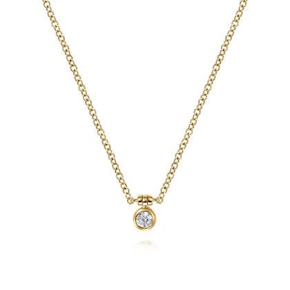 14K Yellow Gold Bezel Set Diamond Pendant Necklace