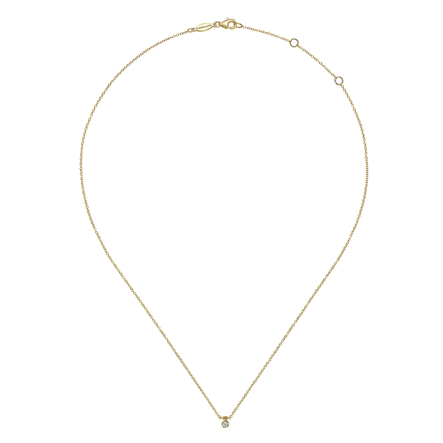 14K Yellow Gold Bezel Set Diamond Pendant Necklace - 0.05 ct - Shot 2