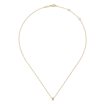 14K Yellow Gold Bezel Set Diamond Pendant Necklace