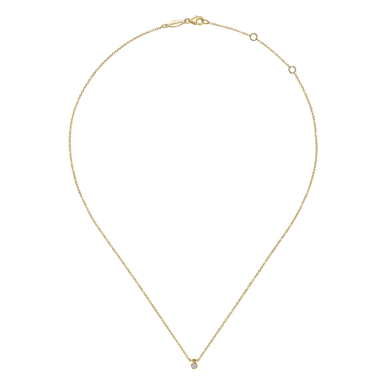 14K Yellow Gold Bezel Set Diamond Pendant Necklace - 0.05 ct - Shot 2