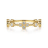 14K Yellow Gold Bezel Set Diamond Quatrefoil Station Ring - 0.22 ct