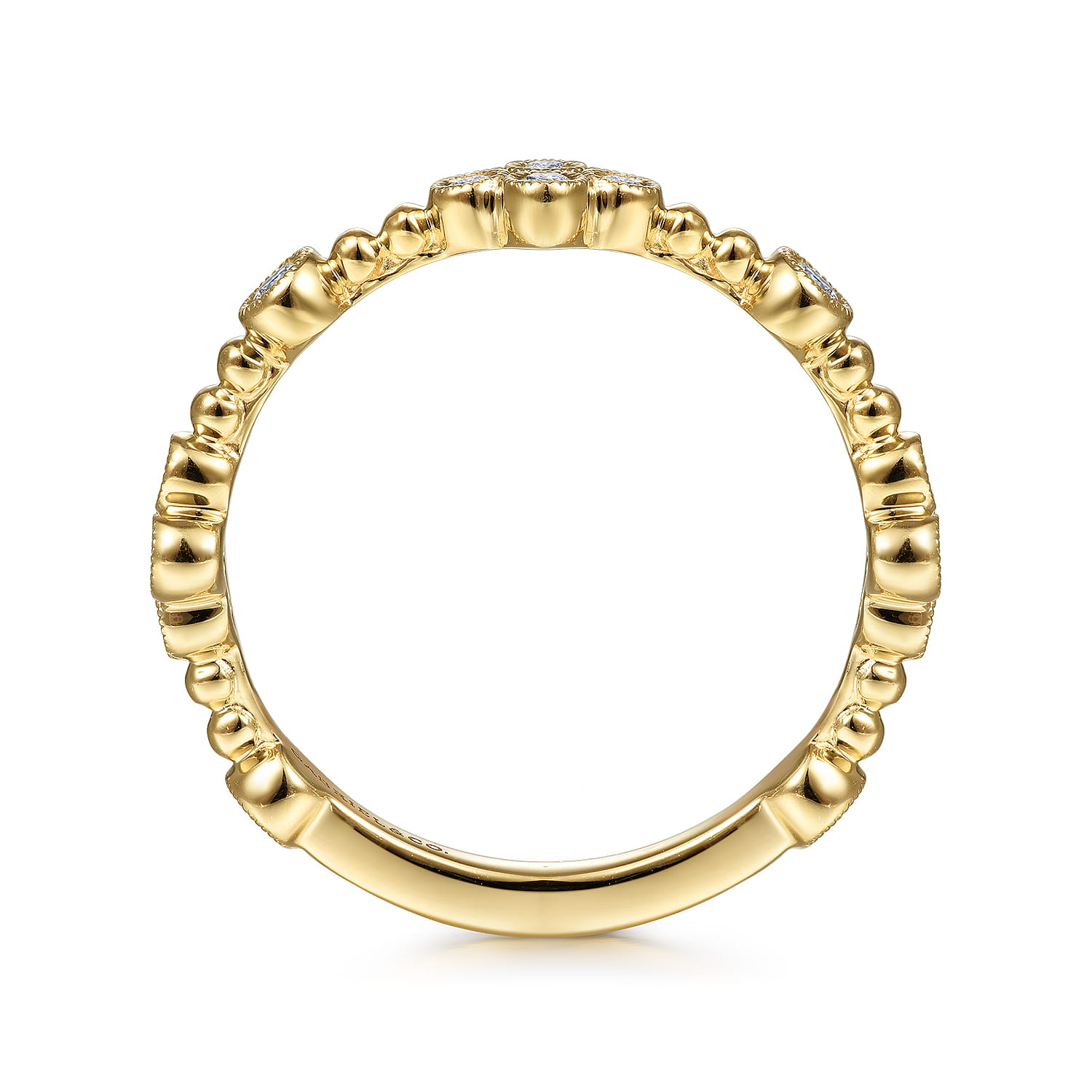 14K Yellow Gold Bezel Set Diamond Quatrefoil Station Ring - 0.22 ct - Shot 2