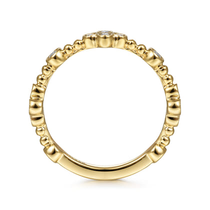 14K Yellow Gold Bezel Set Diamond Quatrefoil Station Ring