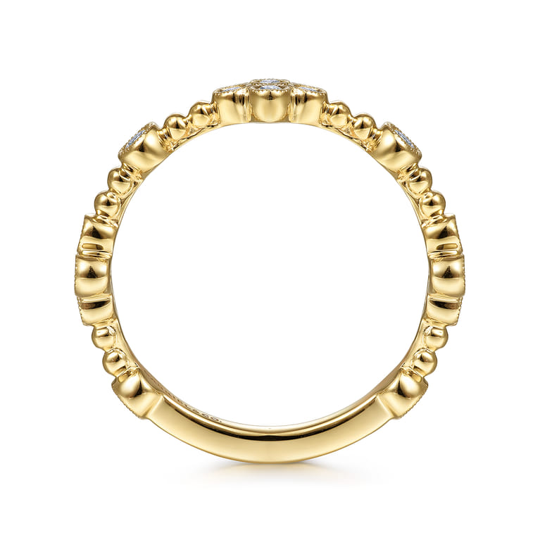 14K Yellow Gold Bezel Set Diamond Quatrefoil Station Ring - 0.22 ct - Shot 2
