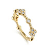 14K Yellow Gold Bezel Set Diamond Quatrefoil Station Ring - 0.22 ct